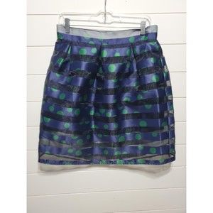 New Touch me womens size L sheer mini skirt with liner polka dot stripes zipper